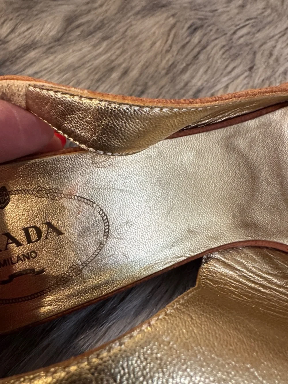 Vintage Prada Women's Brown Leather Slingback Wedge Sandals Size 36 - Picture 5 of 13